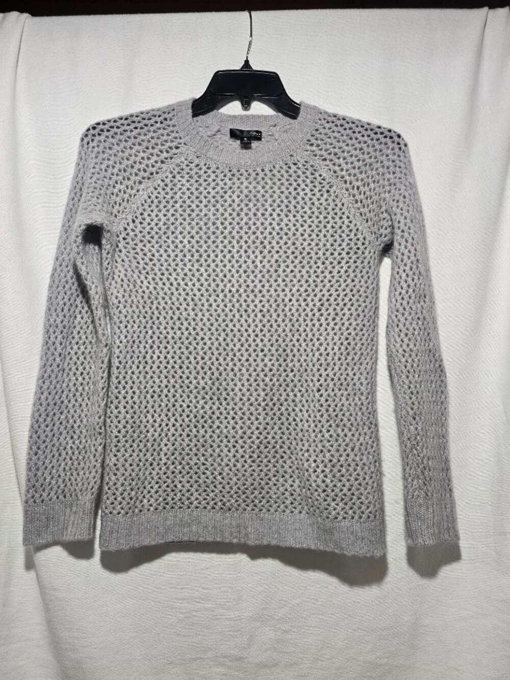 Aqua Cashmere Gray Open Knit Crewneck Pullover Sweater Women's Size XS GUC
